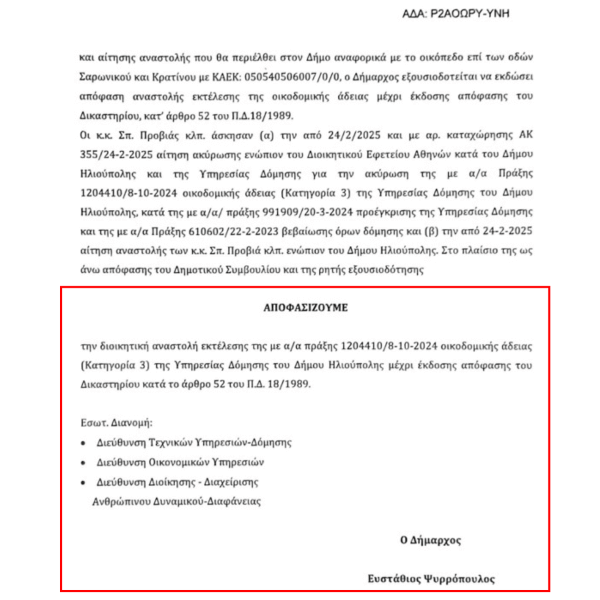 έγγραφα σχετικά με το ιστορικό του οικοπέδου επί της οδού Σαρωνικού στην περιοχή 