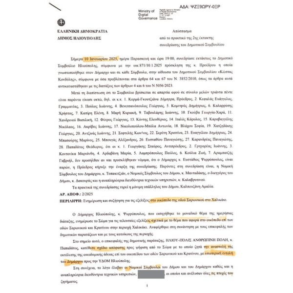 έγγραφα σχετικά με το ιστορικό του οικοπέδου επί της οδού Σαρωνικού στην περιοχή 